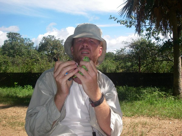 Dr. Karl Berg, assistant professor of biology in the UTRGV College of Sciences, is one of five researchers awarded the international 2021 Maxwell/Hanrahan Foundation Field of Biology Award, for his innovative green-rumped parrotlet vocalization research. (Photo by Soraya Delgado)