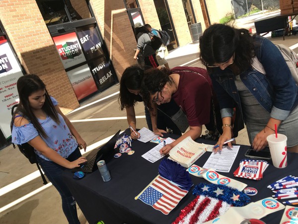 Students register to vote through UTRGV's Civic Engagement Alliance, a student organization that strives to increase political awareness and participation among the university community through voter registration, on campus voting sites, political and civic education, and other various forms of engagement.