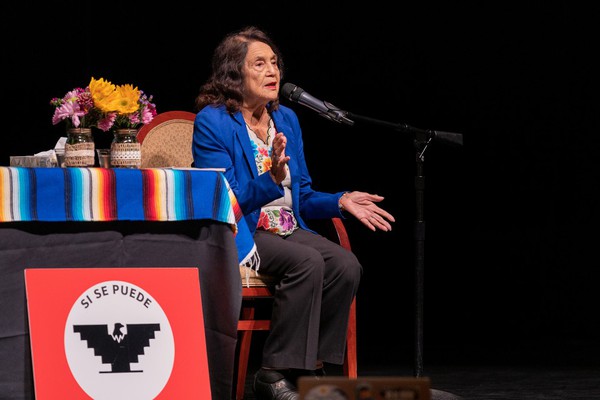 Renowned Mexican American labor activist Dolores Huerta visited UTRGV on Monday, Sept. 19, for a special panel hosted in honor of her pioneering work. The daylong symposium, titled “The Pursuit of Social Justice – Past, Future and Present,” featured three separate panel discussions by LUPE and local activists. (Photo by David Pike)