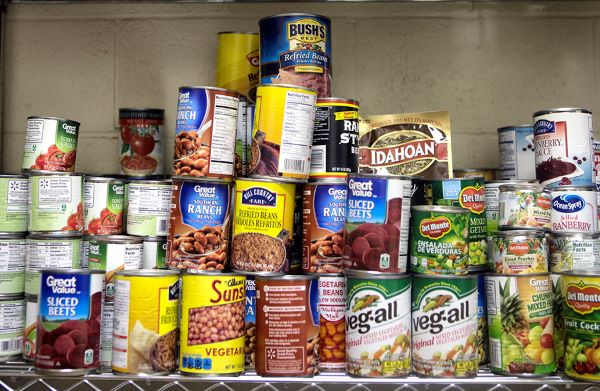 The UTRGV Student Food Pantry’s shelves are stocked with non-perishable food items and canned goods. (UTRGV Photo)