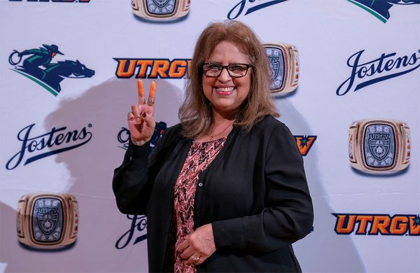 Maria (Mary) Evensen, 67, will graduate this Saturday, Dec. 16, with a Bachelor of Fine Arts in Studio Art degree. For Evensen crossing the stage to accept her diploma has been a lifelong dream that began in 1975 when she started attending legacy institution UTPA. (UTRGV Photo by Paul Chouy)