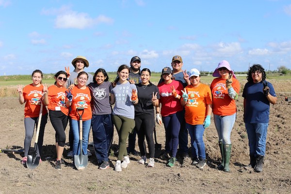 During the fall semester, UTRGV students took part in the the Precinct 4 Community Forest Restoration Planting Event in San Carlos. The students lent a helping hand as part of the service-learning and community engagement component of their classes. (UTRGV Photo by Regina Perez)