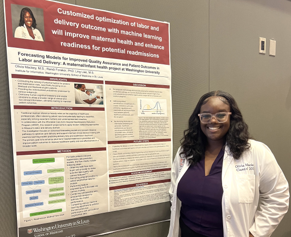 Olivia Mackey, UTRGV SOPM student, presented her work at the SOPM’s first Research Day in 2023. Her research, which she began at the Washington University School of Medicine, aims to improve maternal health and enhance readiness for potential readmissions using machine learning forecasting models. (Courtesy photo)