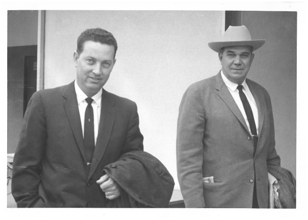 Photo of UTRGV Hall of Fame Men’s Basketball Head Coach Sam Williams and UTRGV’s first Athletic Director Jim Brooks. (UTRGV Archive Photo)