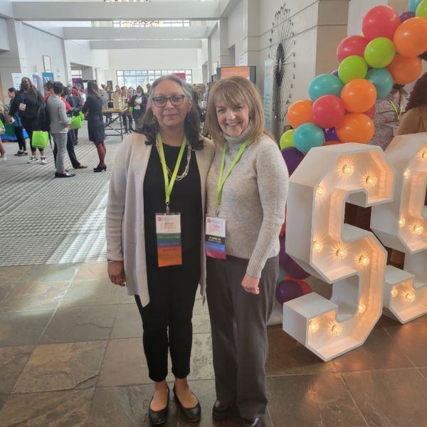 Christy McCoy (past president) and Dr. Leticia Villarreal Sosa, Gary Lee Shaffer Award recipient, at the 2023 National School Social Work Conference, held in March in Colorado. (Courtesy Photo)