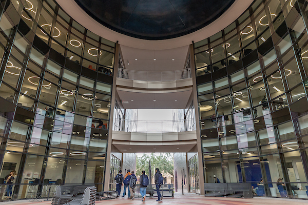 Students walk by the new Science Building on the first day of spring semester on Monday, Jan. 14, 2019 in Edinburg, Texas.  UTRGV Photo by Paul Chouy