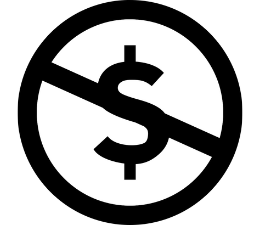 dollar sign in a crossed out circle