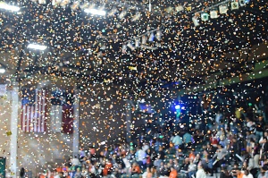 confetti in the field house