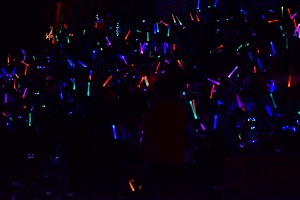 Lights out and neon glowing sticks
