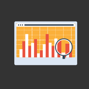 chart and magnifying glass icon