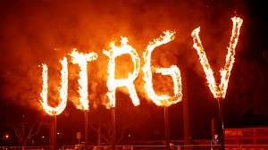 Zoom background UTRGV burning letters