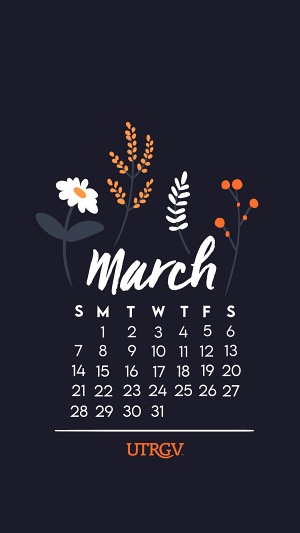 Wallpaper March calendar floral