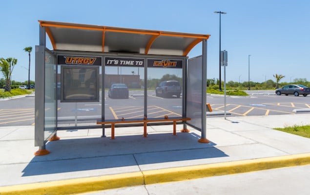 Bus stop at parking lot