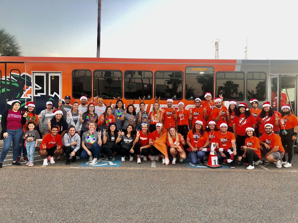 Group of volunteers at a holiday parade.